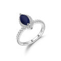 wholesale S925 Sterling Silver Marquise Candy Color Ring with Natural Blue Garnet 5*10mm Gemstone Topaz-0-6