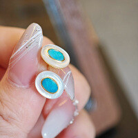 wholesale S925 Sterling Silver Red Elk Natural White Shell Turquoise Ear Studs for Women, European and American Minimalist Design, Versatile and Elegant Earrings-BE0160-Gold 925 Silver