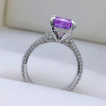 wholesale S925 metal Mu Jing new purple high-carbon diamond ring, fully set with 8*8 women's ring-0-2