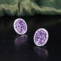 wholesale S925 Sterling Silver Natural Amethyst Earrings New Round European and American Style High-end Stud Earrings for Women-0-2
