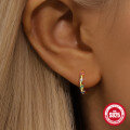 wholesale S925 Sterling Silver Minimalist Shiny Diamond Pearl Ear Hoop with White and Colored Gemstones-0-1