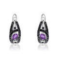 wholesale 925 Sterling Silver Embellished Luxury Designer Natural Amethyst Earrings, Opulent Floral Collection-0-4