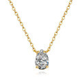 925 Sterling Silver 1ct Teardrop Pendant Necklace for Women-0-3
