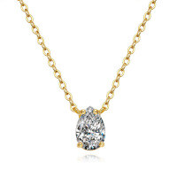 925 Sterling Silver 1ct Teardrop Pendant Necklace for Women-Set with 1.5CT high-carbon diamonds  925 silver