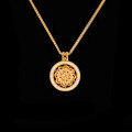 Sterling Silver Rotating Sunflower Compass Pendant with Sand Gold and Diamond Inlay-0-6