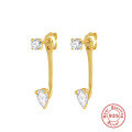 wholesale S925 sterling silver with diamond jacket double stud earrings,-0-5