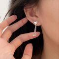 wholesale S925 Sterling Silver Heart Tassel Earrings for Women, Luxury Fashion Small Heart-Shaped Earrings, Trendy New Style 2024-0-1