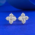 wholesale Metal S925, White Diamond Four-Leaf Clover Stud Earrings, Simple Earrings, Fashionable European and American Best-Selling Accessories-0-5