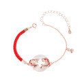 wholesale S925 Sterling Silver New Chinese Style National Trend Koi Fish Bracelet for Women, Peace Buckle Chalcedony Red Rope Braided Bracelet, Niche Design-0-4