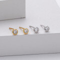 wholesale 925 Sterling Silver Minimalist Round Zircon Stud Earrings For Women-0-3