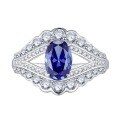 wholesale 925 Silver New ZHUO ZHI FAN Jewelry Imported Tanzanite 6*9mm Oval Ice Flower Cut High-Carbon Diamond Sweet in-0-4