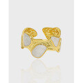 wholesale S925 Sterling Silver Open Ring for Women with Irregular Drip Glue Texture, Korean Version Ins Niche Design-0-0