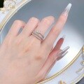 wholesale S925 Silver New Stackable Twisted Teardrop Ring Snake Shape Full Diamond Row Ring ISN Style Fashion-0-3