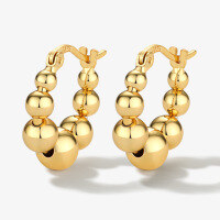 wholesale S925 Sterling Silver Minimalist and Elegant Ear Clasp for Women, Small and Exquisite, High-End Geometric Circle Beaded Earrings-Gold 925 silver