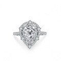 Sterling Silver Moissanite Ring Women's Luxury 2ct Pear Shape-0-4