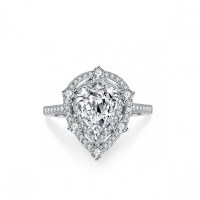 Sterling Silver Moissanite Ring Women's Luxury 2ct Pear Shape.-Set with D-color moissanite (2 carats)  US No. 6