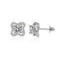 S925 Silver Moissanite Lucky Four-Leaf Clover Earrings-0-3