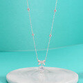 wholesale S925 Sterling Silver New Style Moissanite Diamond Necklace for Women, Minimalist and Fashionable Bow Choker, Exquisite and Elegant Heart Pendant-0-2
