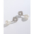 wholesale 925 Sterling Silver Pearl Earrings for Women, Light Luxury High-End French Retro Niche Design Floral Bud Ear Studs Long Drop Earrings-0-3
