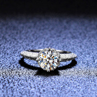 Silver Moissanite Ring Angel Wings-1 carat (set with D color moissanite)  10 yards