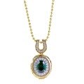 wholesale S925 Gold-Plated Silver Bohemian Style 6*8mm Green Zircon Oval Pendant for Women, Adjustable-0-4