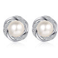 wholesale S925 Sterling Silver Ear Pins Moissanite Stud Earrings Freshwater Pearl Earrings Small Rose Flower Earrings in Stock for Wholesale-0-4