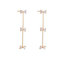 wholesale Metal material, Dunli Jewelry new AHKAH fresh and elegant bow-shaped high-end long earrings direct from manufacturer for wholesale-Bowknot Earrings 925 Silver