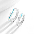wholesale 925 Sterling Silver Original Matching Couple Rings with Night Glow, Niche Luxury and Premium Feel Pair Rings for 520 Gift-0-1