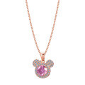Diamond-Accented Sterling Silver Mickey Mouse Pendant Necklace in Cute Fashionable Light Luxury Sweet Style-0-3