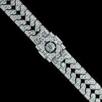 wholesale 925 Silver Gold-Plated Bracelet with High-Carbon Diamond, White G Color, Round Cut, Art Deco Vintage-Style Versatile Women's Bracelet-17.5cm 925 silver