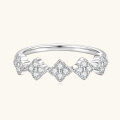 S925 Sterling Silver Moissanite Four-Leaf Clover Half-Ring for Women-0-0