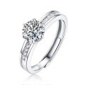 S925 Silver Moissanite Six-Claw Light Luxury Adjustable Ring-0-49