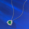 wholesale S925 Silver New Style Simulated Emerald 8*10 Necklace European and American Pendant for Women 40+5cm-0-2