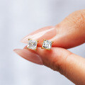 18K Gold-Plated 925 Silver D Color Moissanite Four-Prong Stud Earrings-0-2