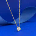 wholesale S925 Gold-Plated Classic Round Diamond-Embedded 50 White Zircon Necklace, Fashion Versatile Style-0-1