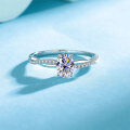 S925 Silver Oval Moissanite Ring for Women with Cross Pavé Band and Four-Prong Setting-0-0