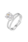wholesale S925 Sterling Silver Set Oval Moissanite Ring Combination Simple and Fashion Women's Ring Amazon Best-Selling Ring-0-5
