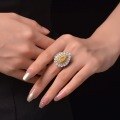 wholesale Metal Material First: 3 Carat Waterdrop Ice Flower Cut Pale Yellow 8*12 Ring-0-3