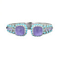 wholesale Sterling Silver Gold-Plated Bracelet with High-Carbon Diamonds, Turquoise, and Amethyst Cabochon High-End Jewelry Versatile Accessory for Women-0-0