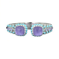 wholesale Sterling Silver Gold-Plated Bracelet with High-Carbon Diamonds, Turquoise, and Amethyst Cabochon High-End Jewelry Versatile Accessory for Women-Amethyst Bracelet 925 Silver