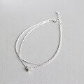 wholesale S925 Sterling Silver Korean Style Minimalist Double Layer Chain Five-Point Star Anklet Foot Jewelry for Students Women-0-0