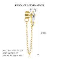 wholesale S925 Sterling Silver Geometric Square Zircon Earrings For Women, Minimalist And Versatile-E5049-Gold/Single 925 Silver