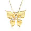 wholesale Metal material handcrafted Italian-style brushed butterfly pendant brooch, two-way wear live stream hit high-end exquisite necklace-0-4