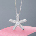 wholesale S925 Sterling Silver Full Diamond Starfish Pendant Women's Korean Style Minimalist Niche High-End Animal Necklace Wholesale Supply-0-1