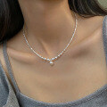 wholesale S925 silver, a few grams of broken silver, single diamond Swarovski pearl necklace, small and unique design, Xiaohongshu viral collarbone chain Y00749-0-3