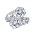 wholesale S925 silver new high-carbon diamond floral row ring luxury surround setting ring band, best-selling in Europe and America-0-4
