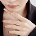 wholesale S925 Sterling Silver European & American Light Luxury Zirconia-Embedded Cross Circle Stackable Geometric Ring for Women-0-1