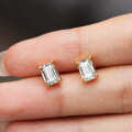 Sterling Silver Moissanite Earrings, Emerald-Cut Rectangle, Light Luxury Style, Cross-Border Wholesale-0-4