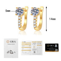 S925 Sterling Silver Moissanite U-Shaped Earrings, Classic Luxury Korean Style-50 points + 50 points D-color moissanite  925 silver