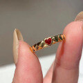 wholesale Metal: 925 Silver Gold Plated Zhuozhifan Jewelry New 4*4mm Heart-shaped Ring for Women, Small Red Gem, Niche Design-0-0